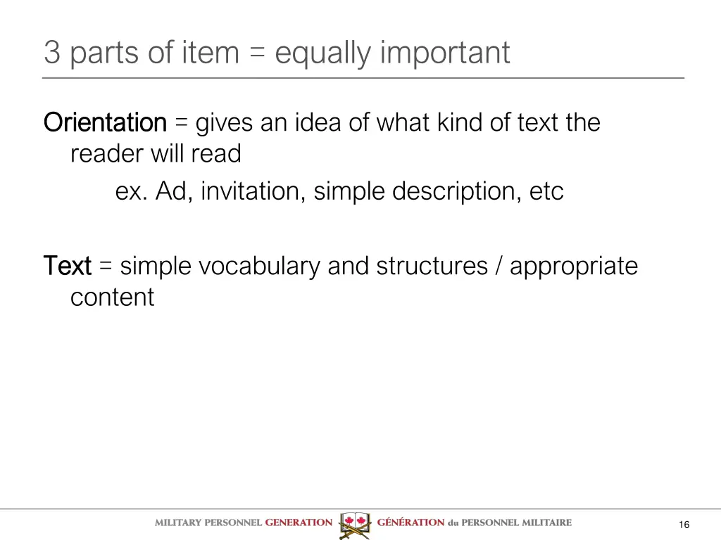 3 parts of item equally important 1