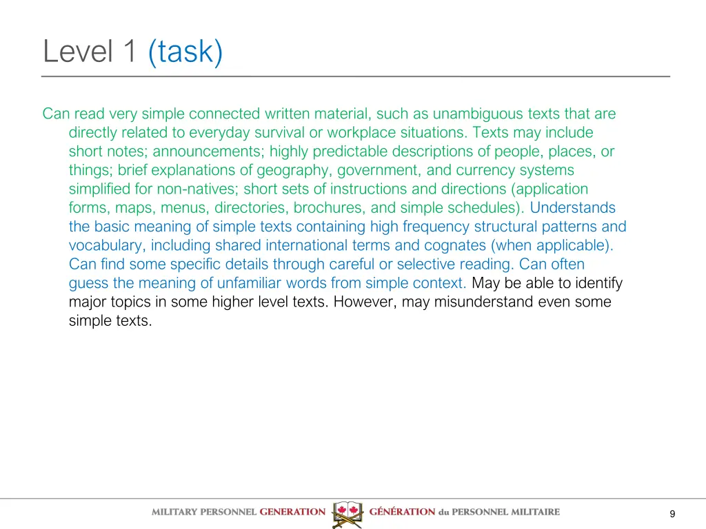 level 1 task
