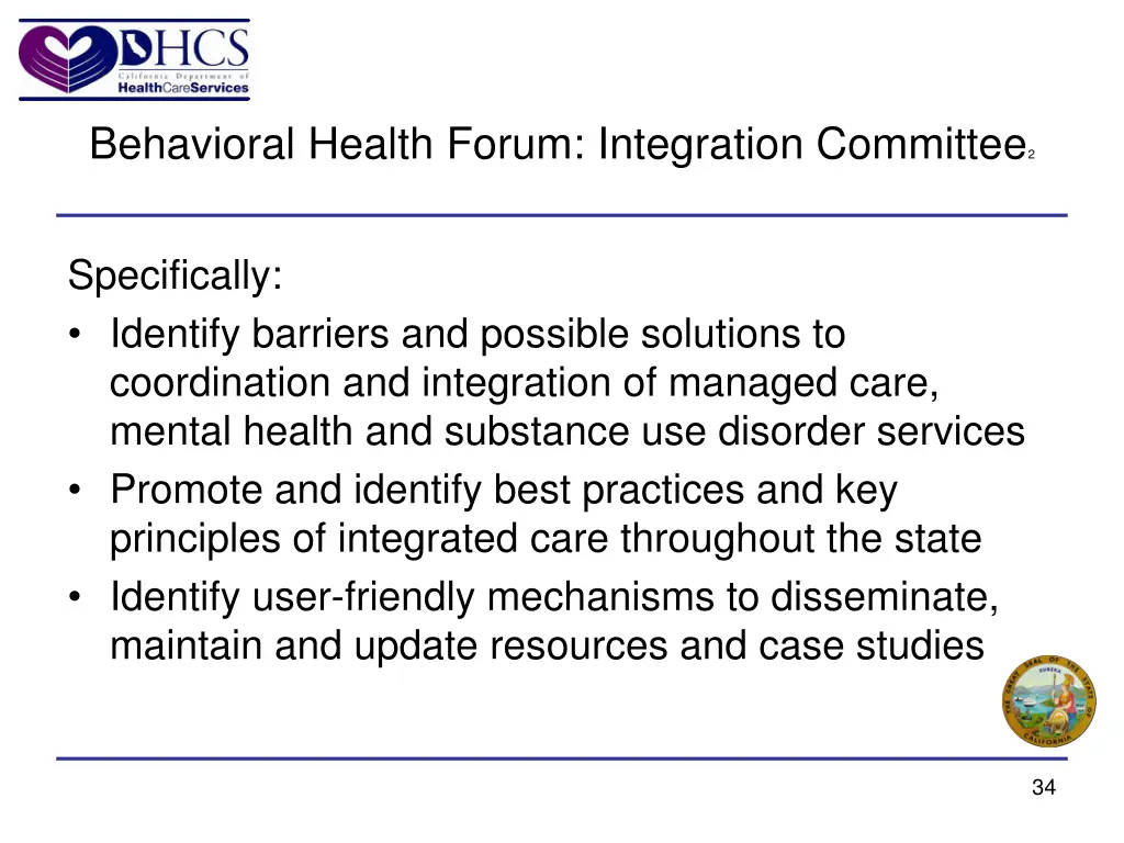 behavioral health forum integration committee 2