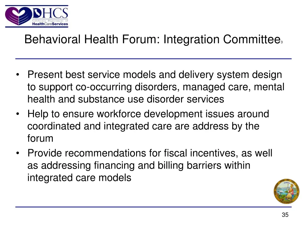 behavioral health forum integration committee 3