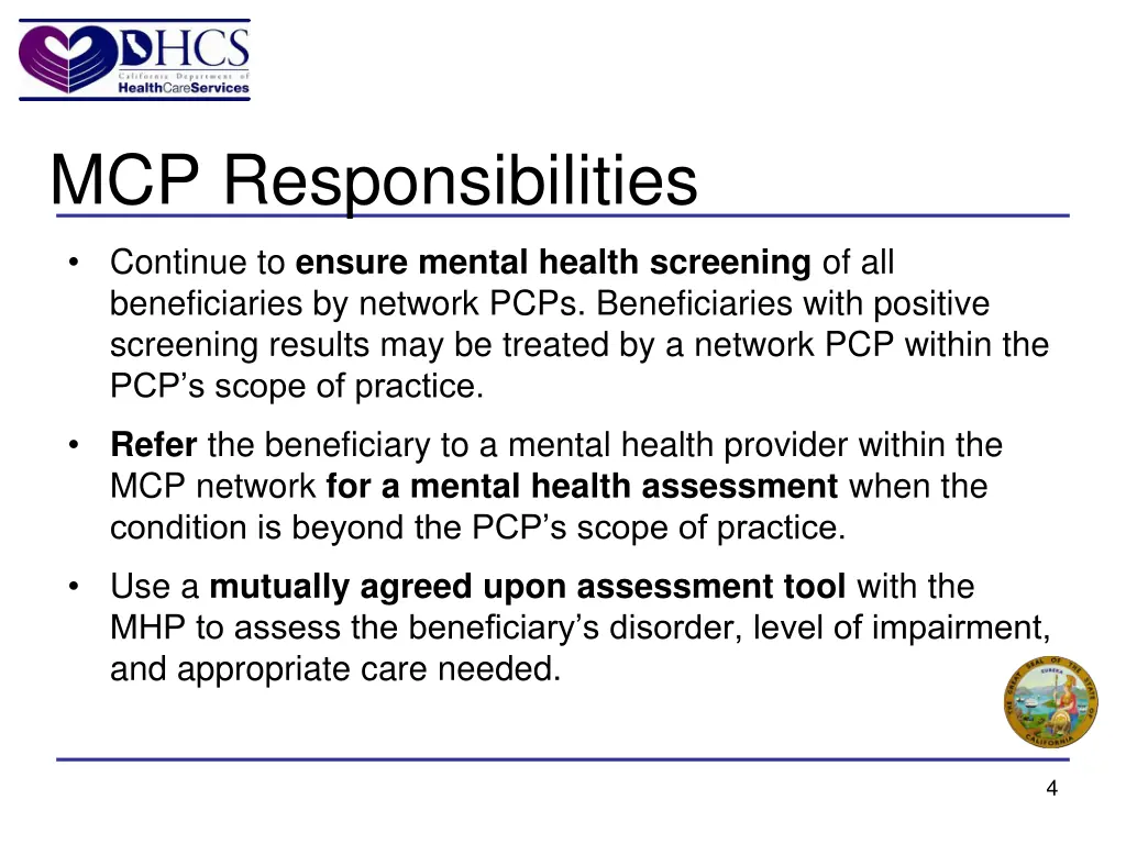 mcp responsibilities