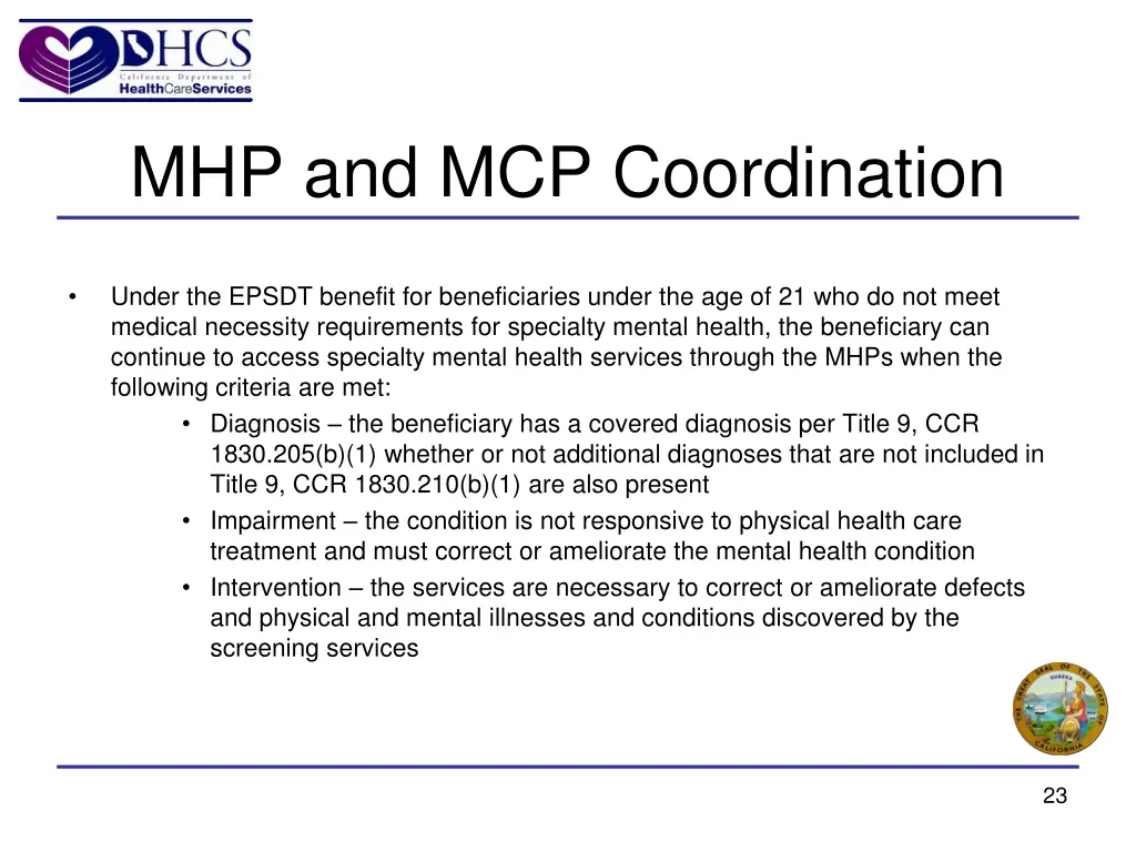 mhp and mcp coordination