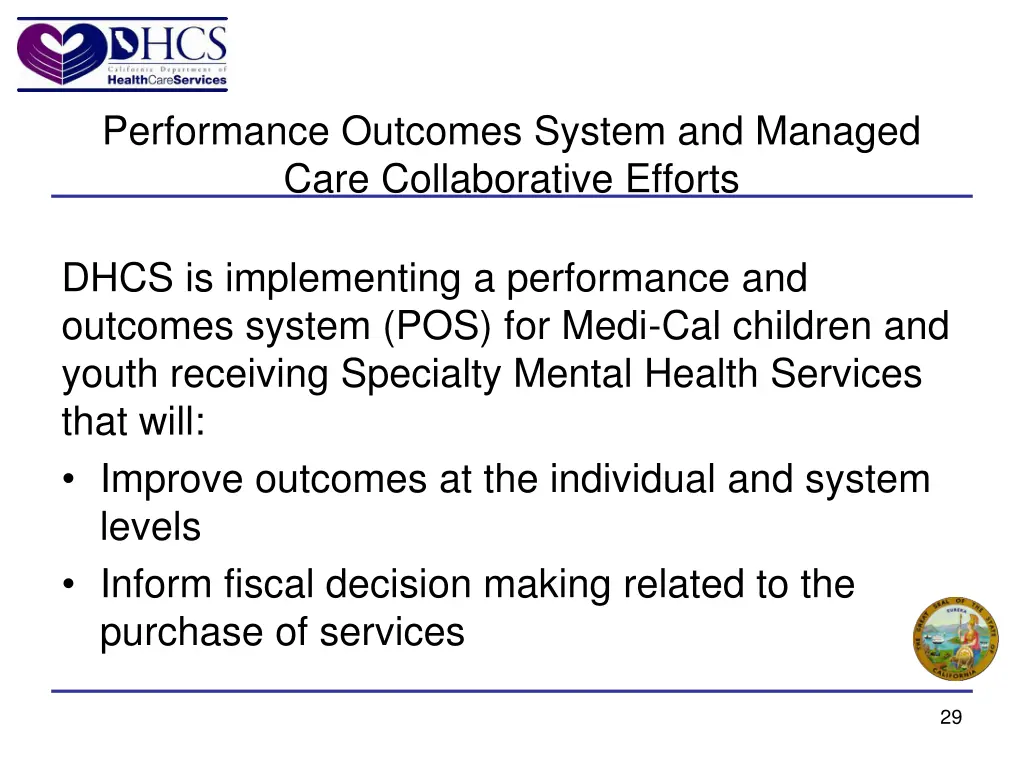 performance outcomes system and managed care