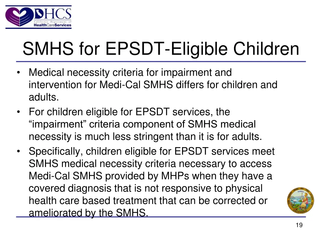 smhs for epsdt eligible children