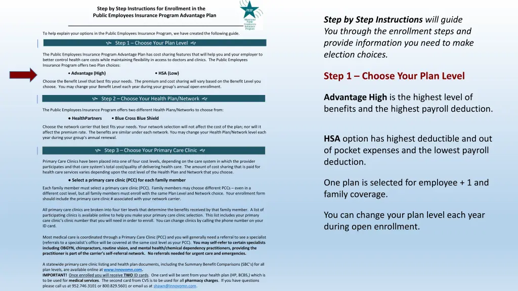 step by step instructions for enrollment