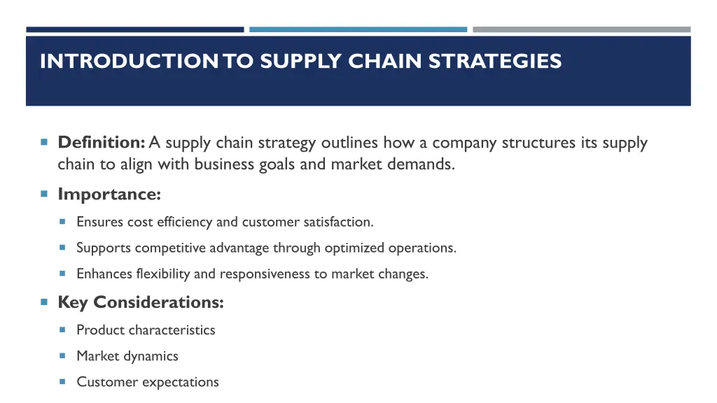introduction to supply chain strategies