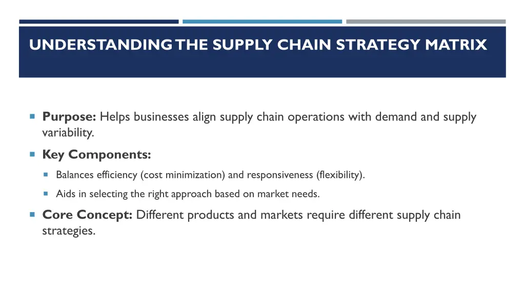 understanding the supply chain strategy matrix