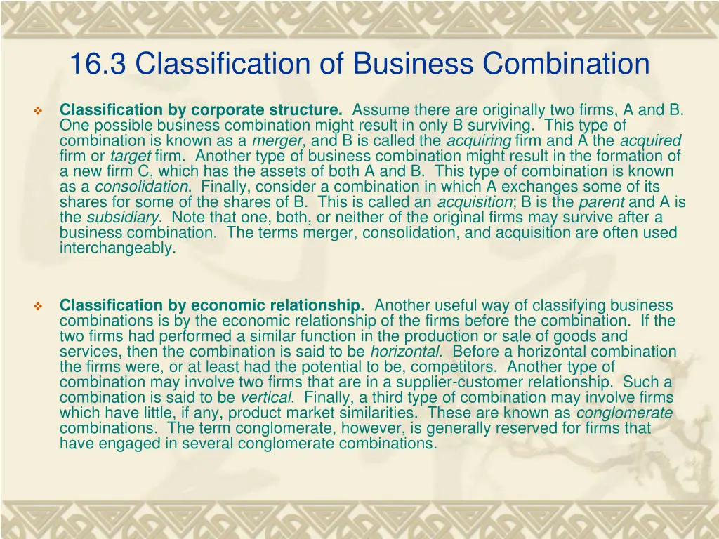 16 3 classification of business combination 1