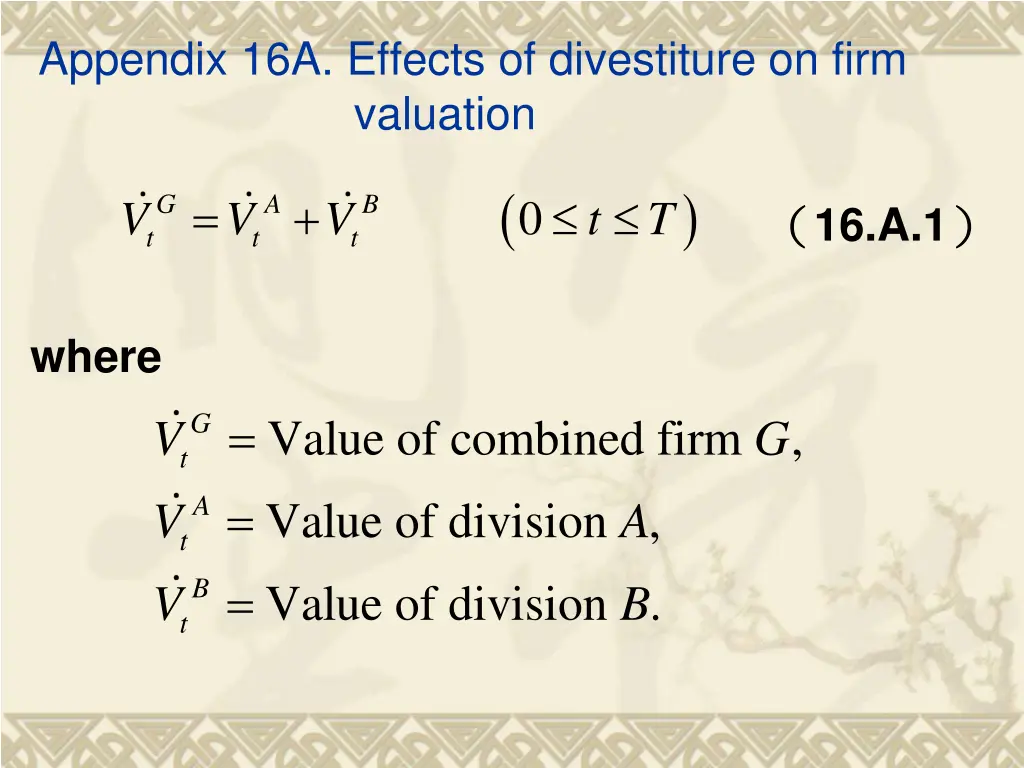 appendix 16a effects of divestiture on firm