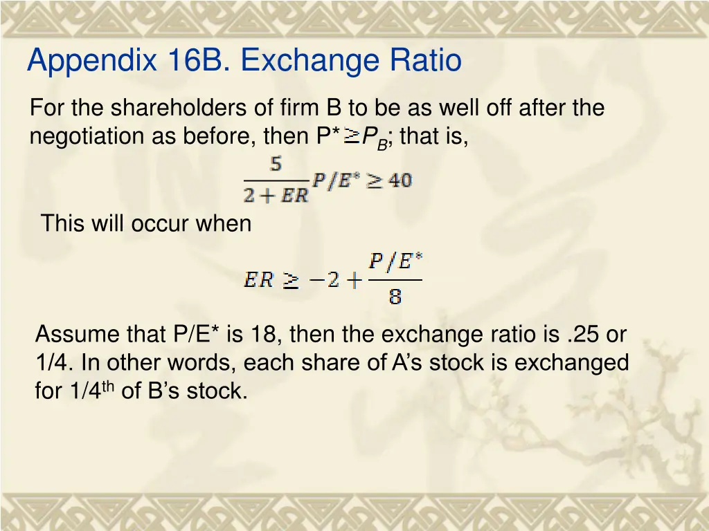 appendix 16b exchange ratio 1