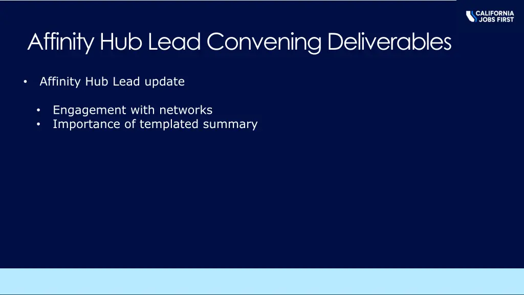 affinity hubleadconvening deliverables