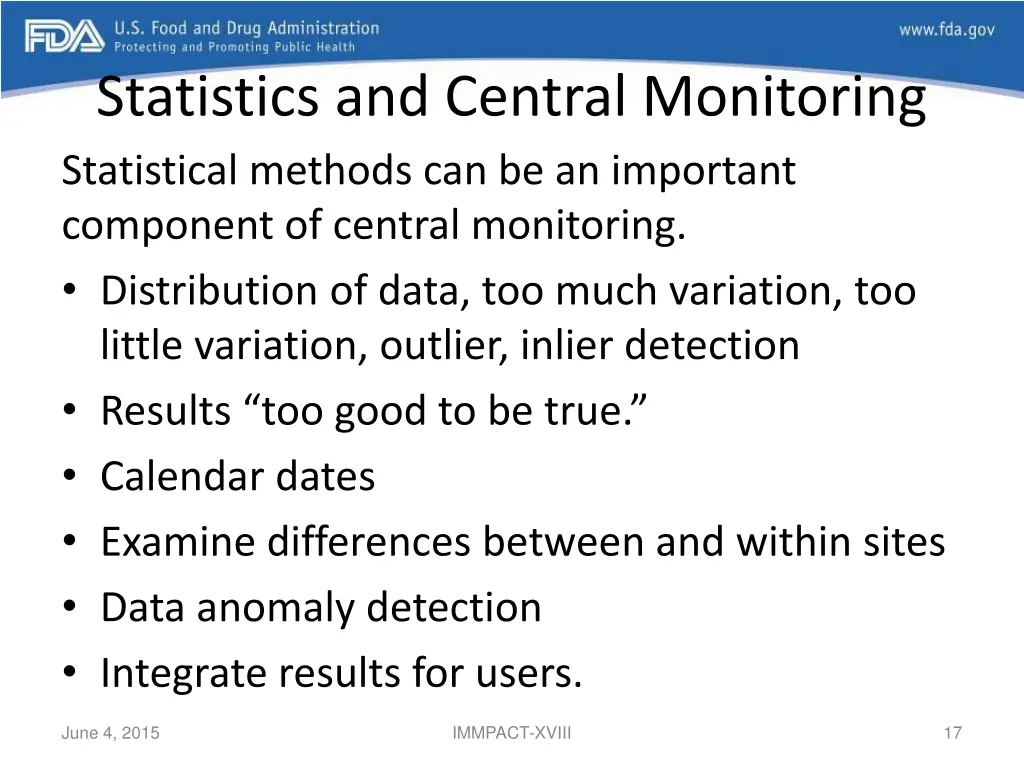 statistics and central monitoring statistical