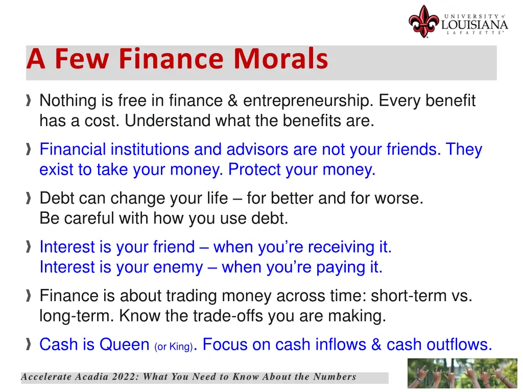 a few finance morals