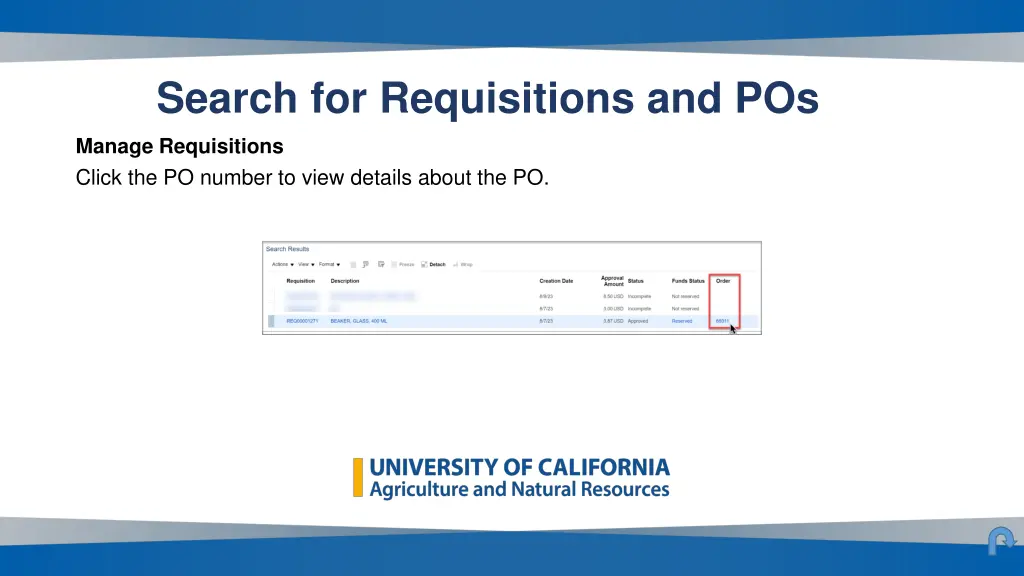 search for requisitions and pos 2