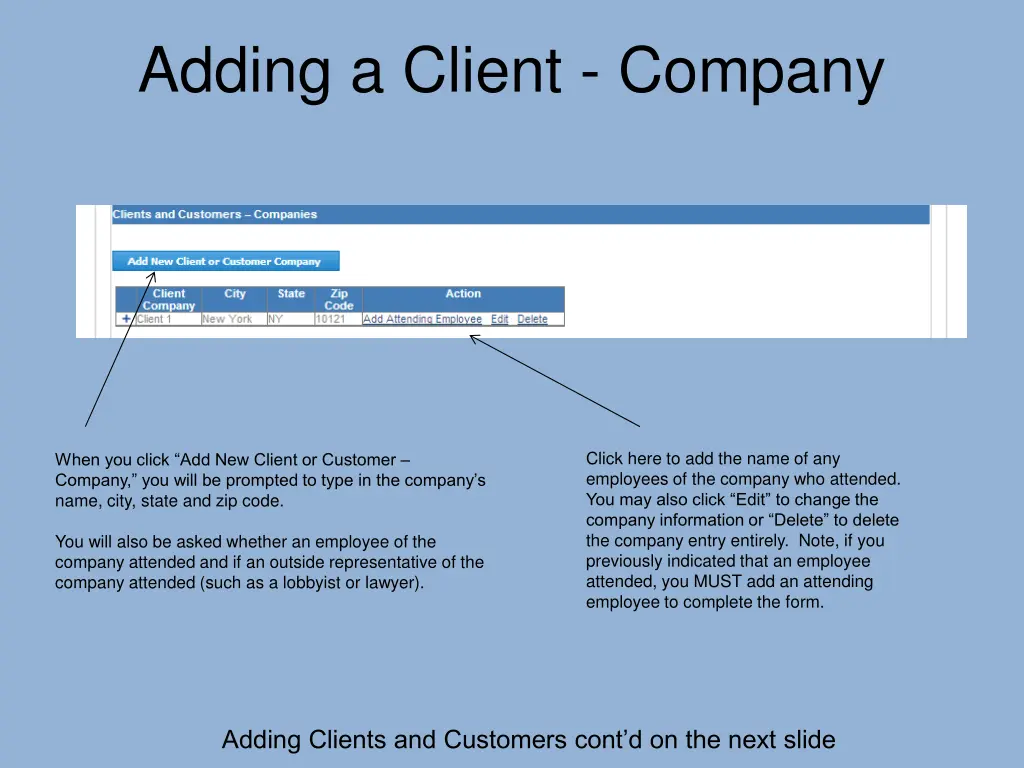 adding a client company