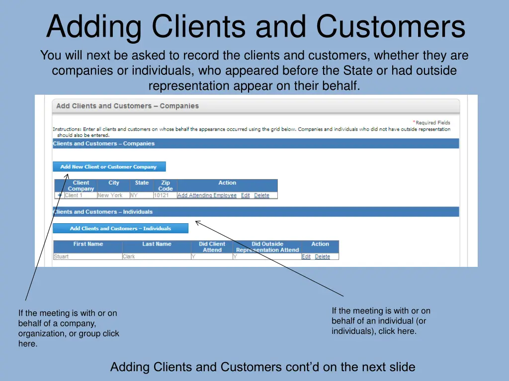 adding clients and customers you will next