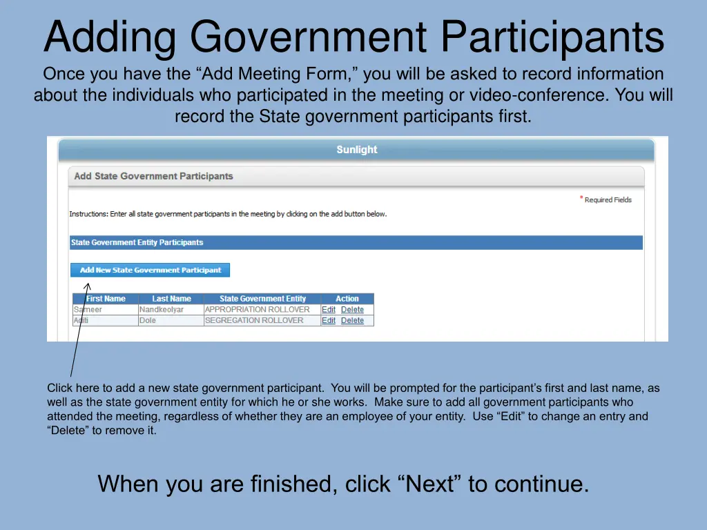 adding government participants once you have