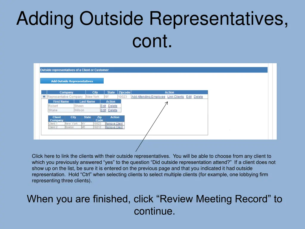 adding outside representatives cont