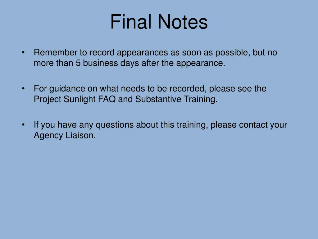 final notes