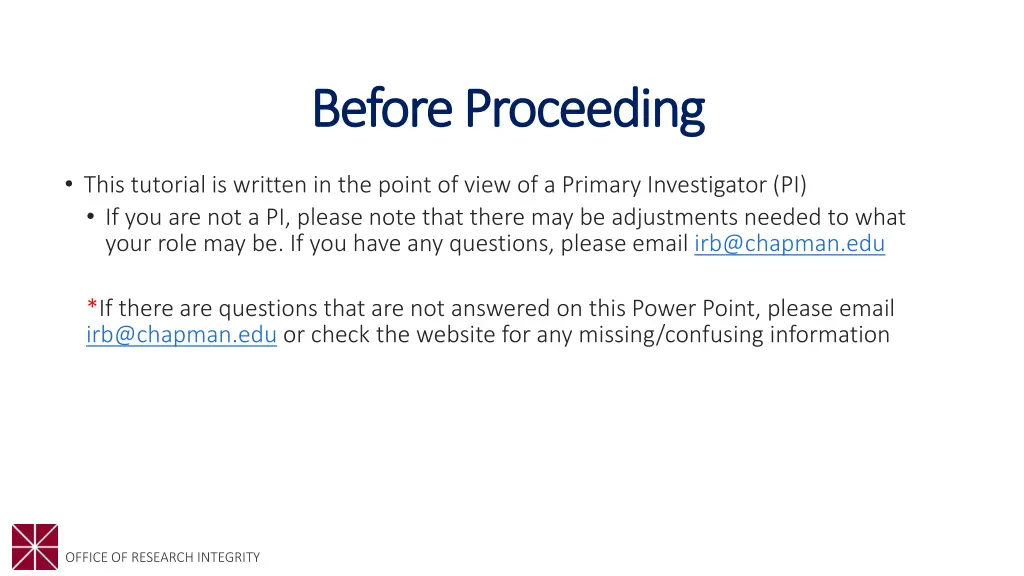 before proceeding before proceeding