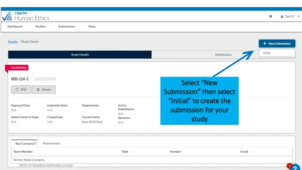 select new select new submission then select