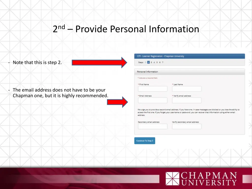2 nd provide personal information