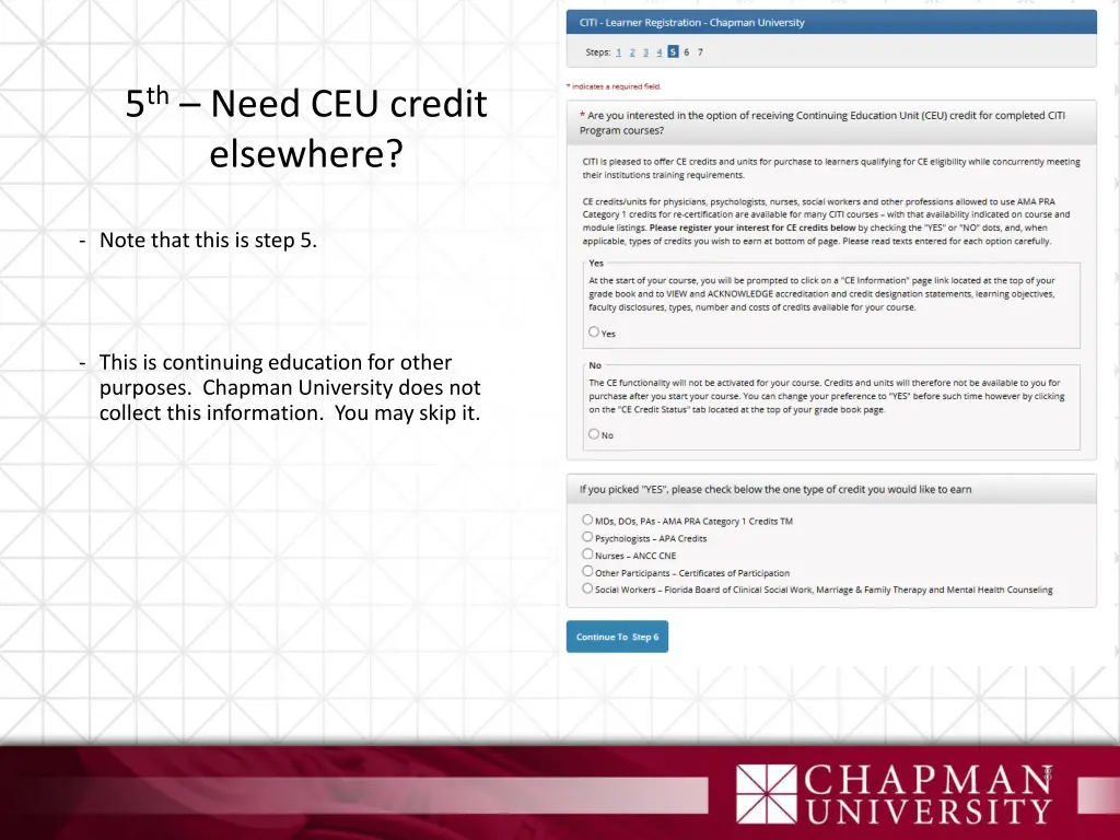 5 th need ceu credit elsewhere