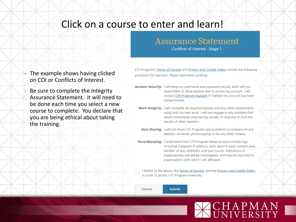 click on a course to enter and learn