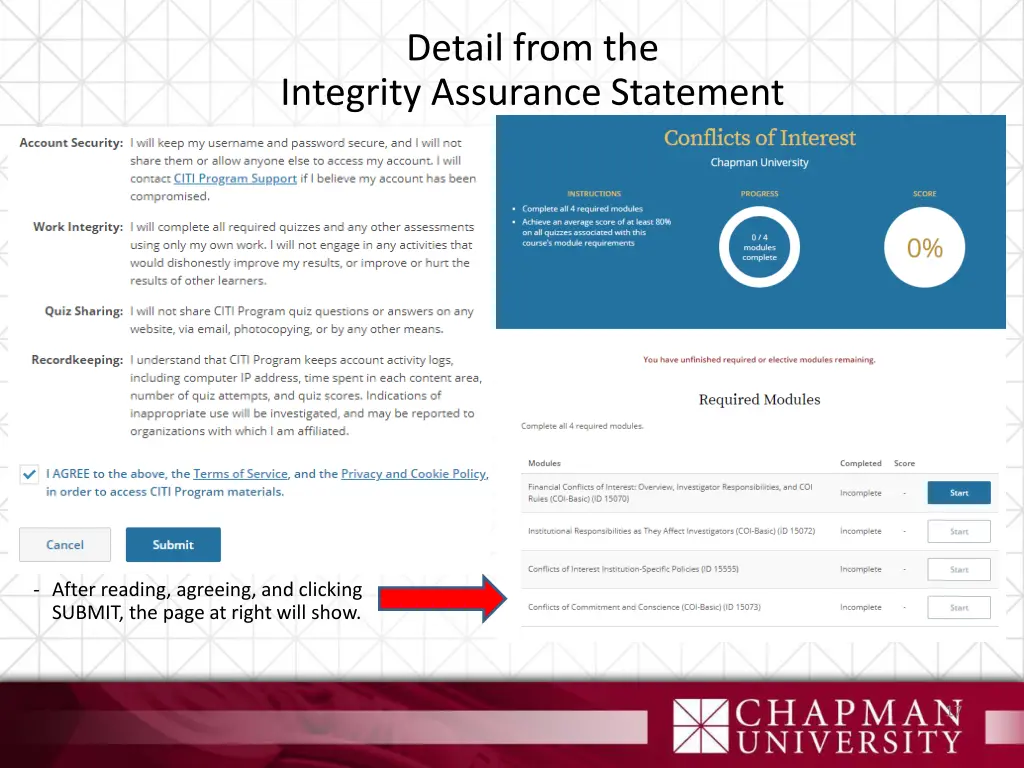 detail from the integrity assurance statement