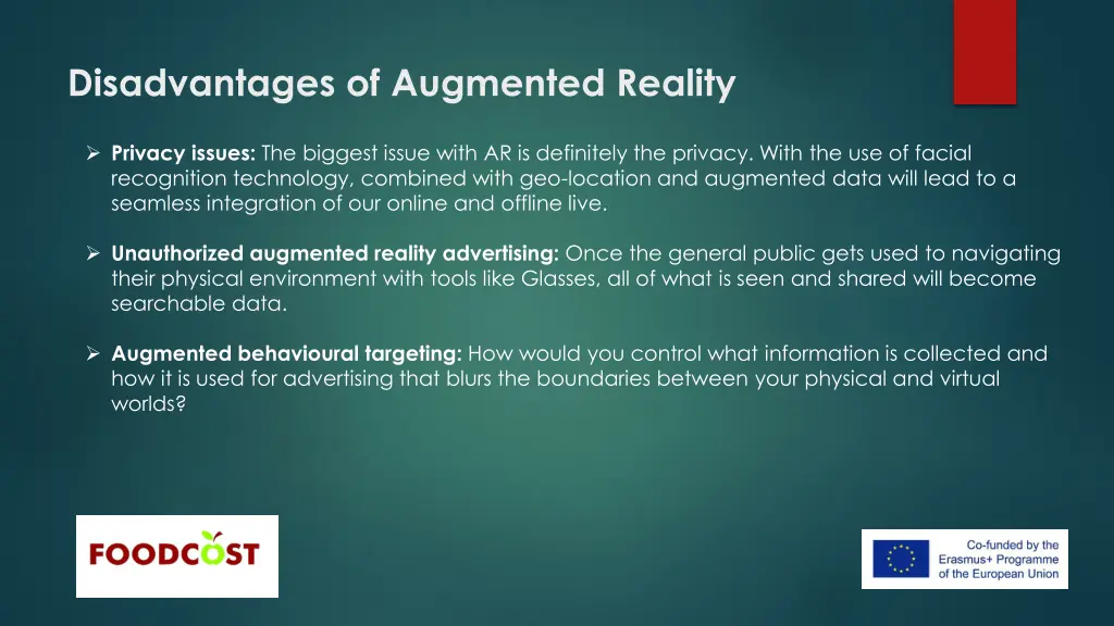disadvantages of augmented reality