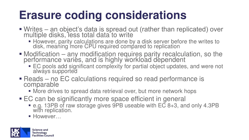 erasure coding considerations