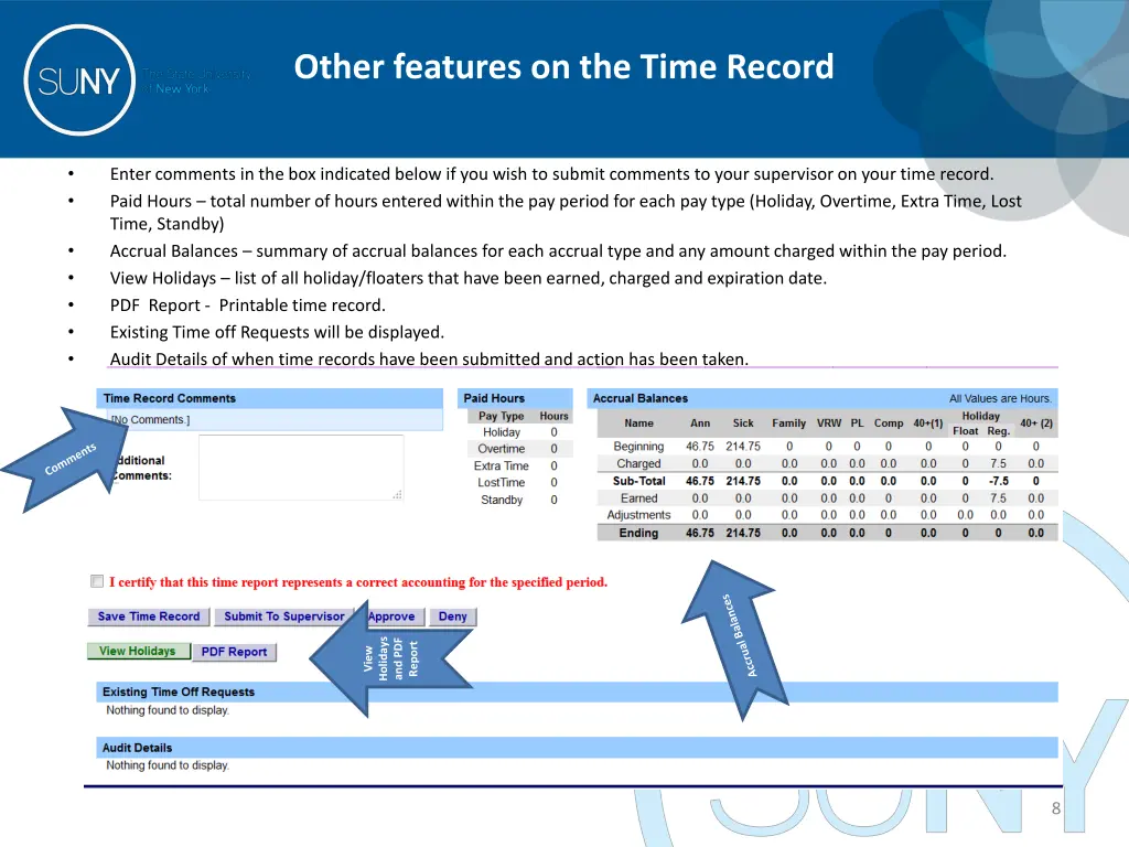 other features on the time record