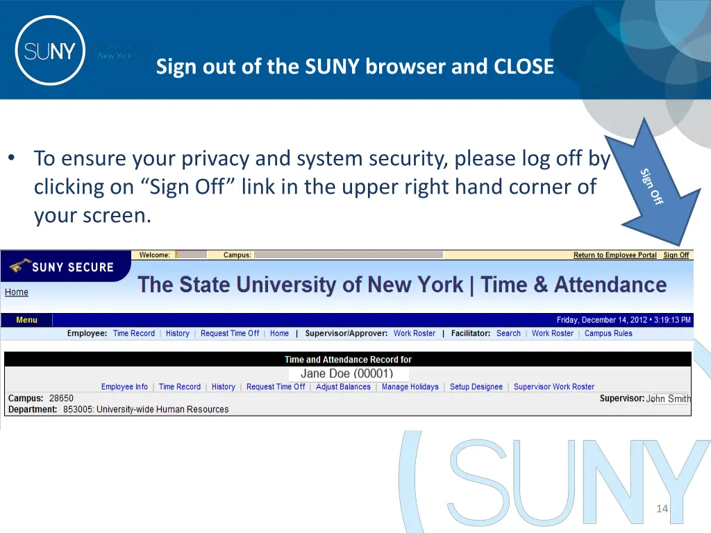 sign out of the suny browser and close