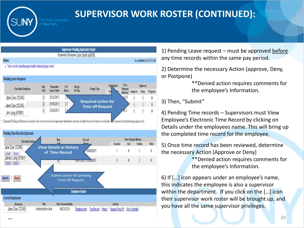 supervisor work roster continued