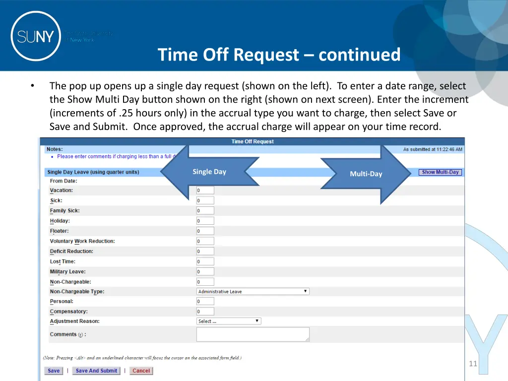 time off request continued