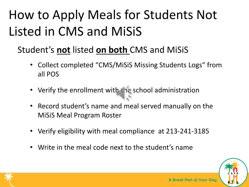 how to apply meals for students not listed