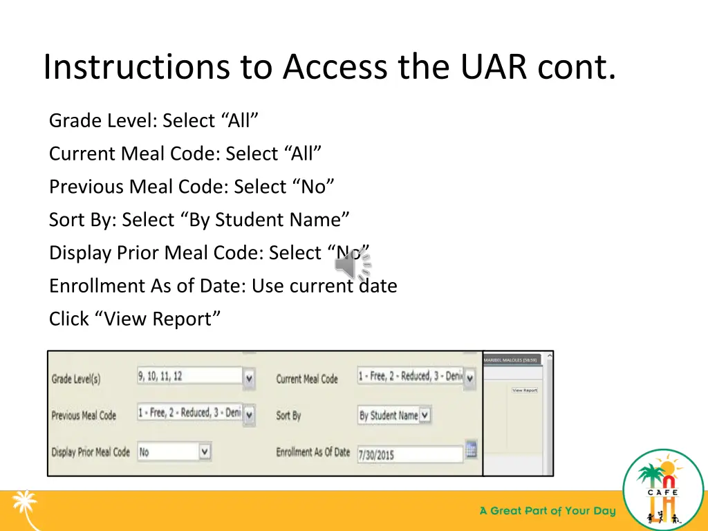 instructions to access the uar cont