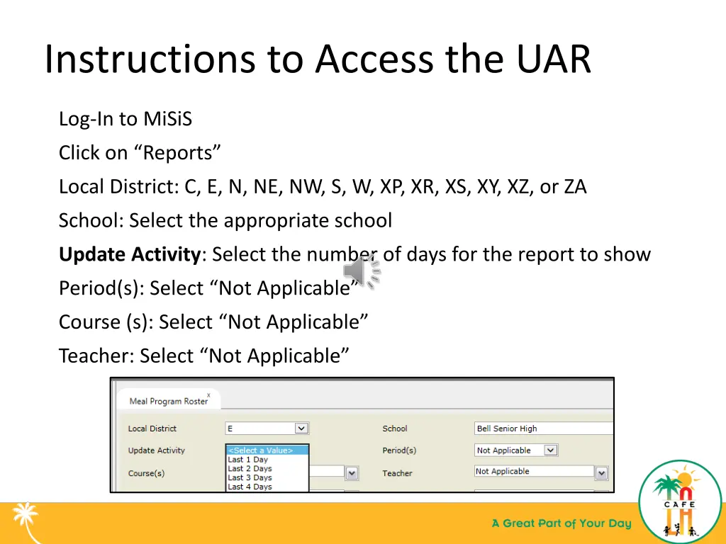 instructions to access the uar
