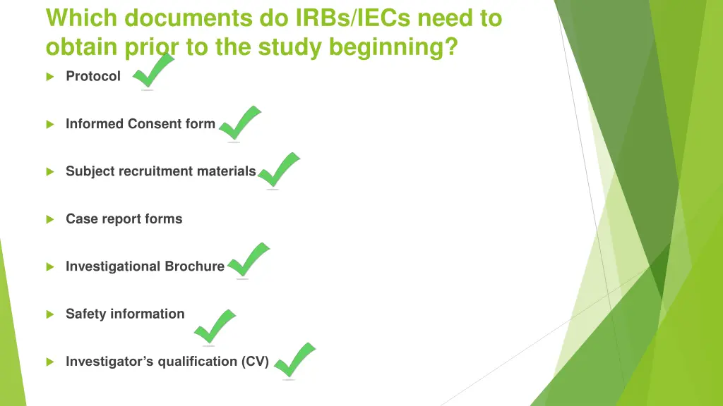 which documents do irbs iecs need to obtain prior