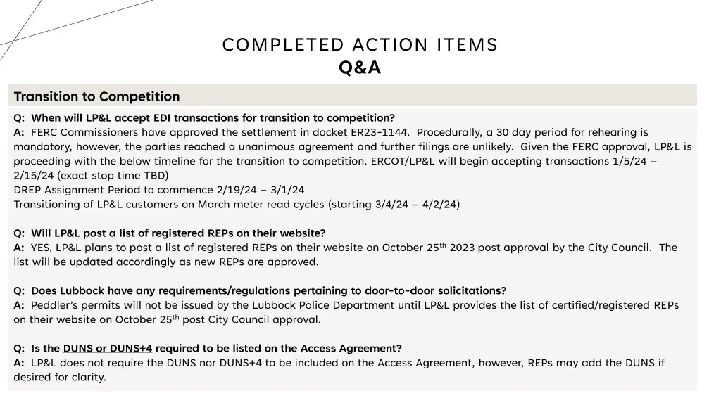 completed action items q a