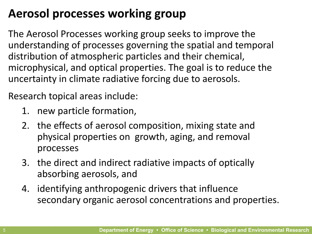 aerosol processes working group