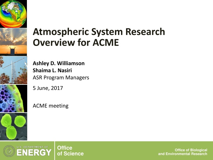 atmospheric system research overview for acme