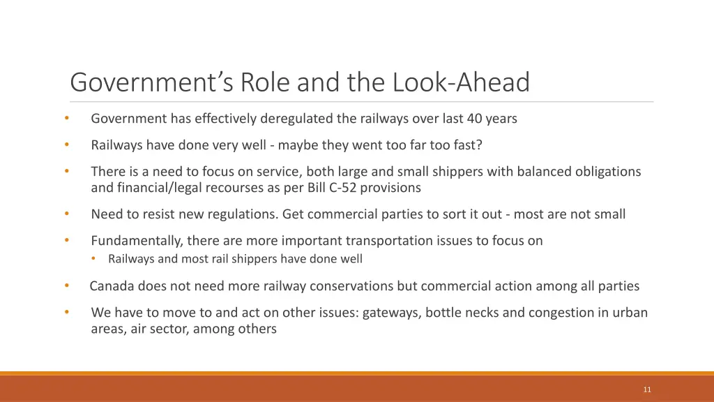 government s role and the look ahead