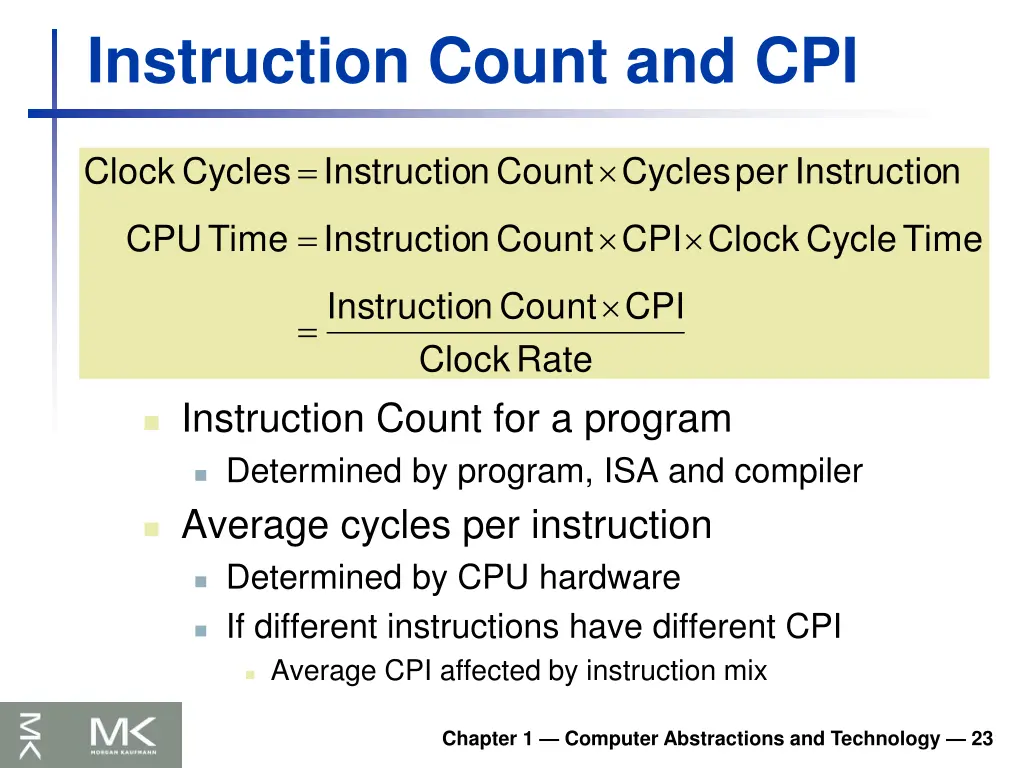 instruction count and cpi