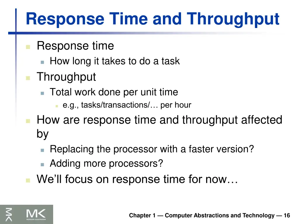 response time and throughput