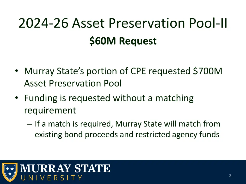 2024 26 asset preservation pool ii 60m request