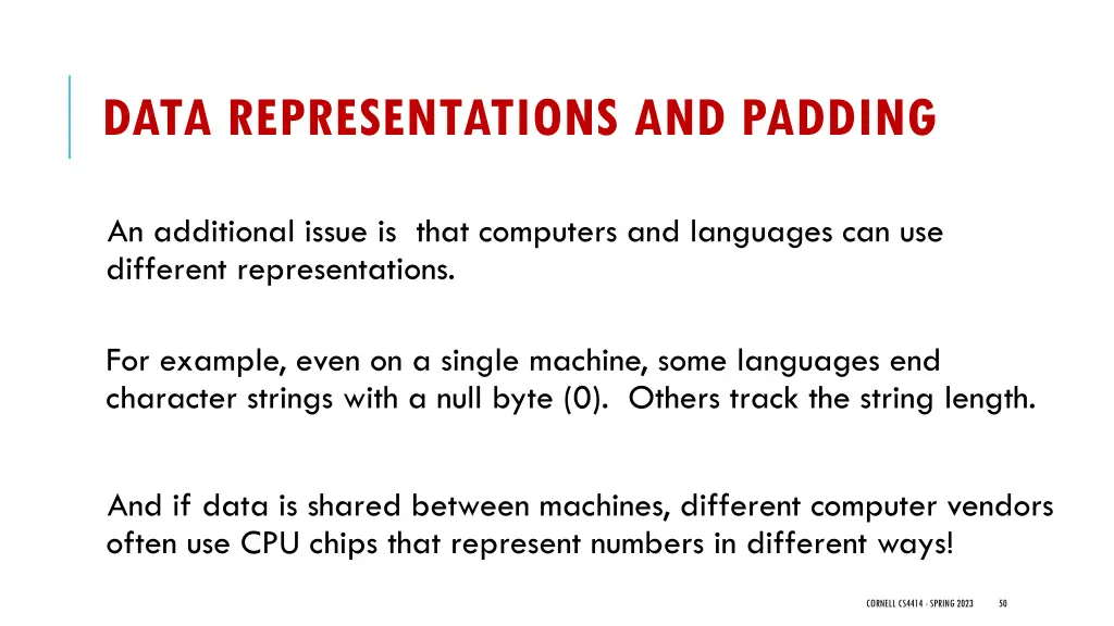 data representations and padding