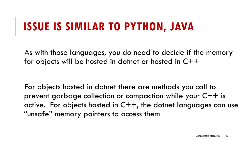 issue is similar to python java
