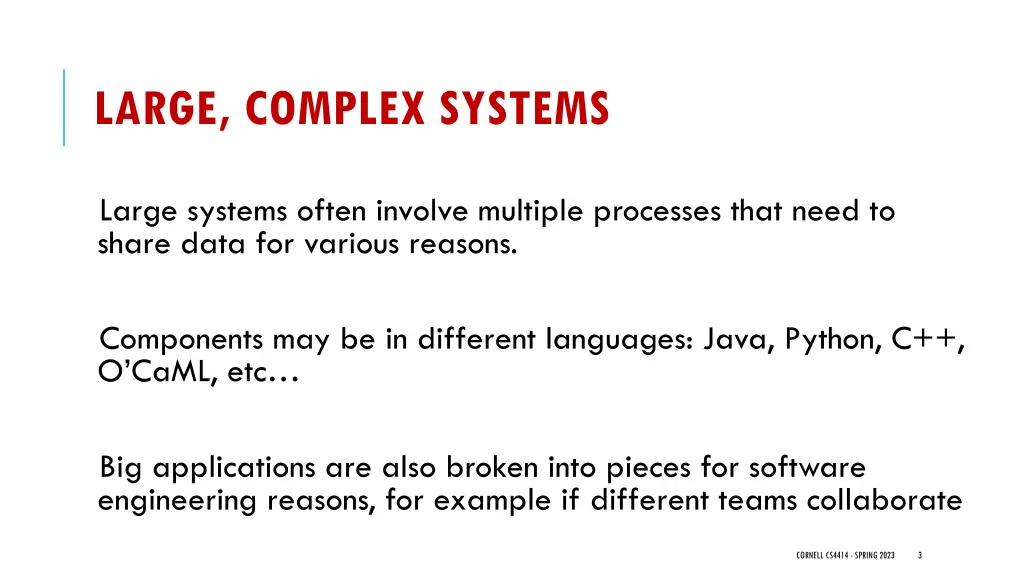 large complex systems