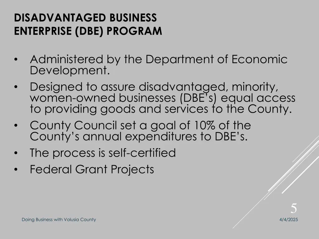 disadvantaged business enterprise dbe program